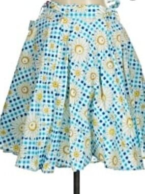 Hell bunny Floral Blue Pleated A-Line Skirt
